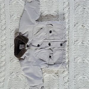 GAP Baby Gap Utility Jacket Insulated Light Khaki Zip Up‎ Button Closure Cotton